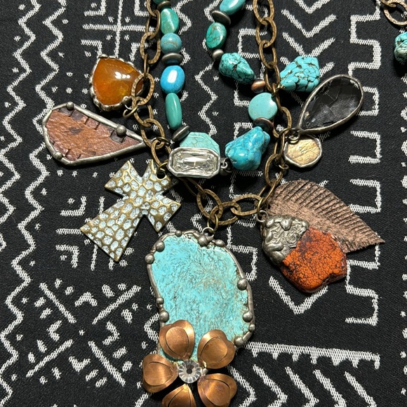 Art by Amy Chunky necklace with genuine turquoise. NWT. - Picture 2 of 6
